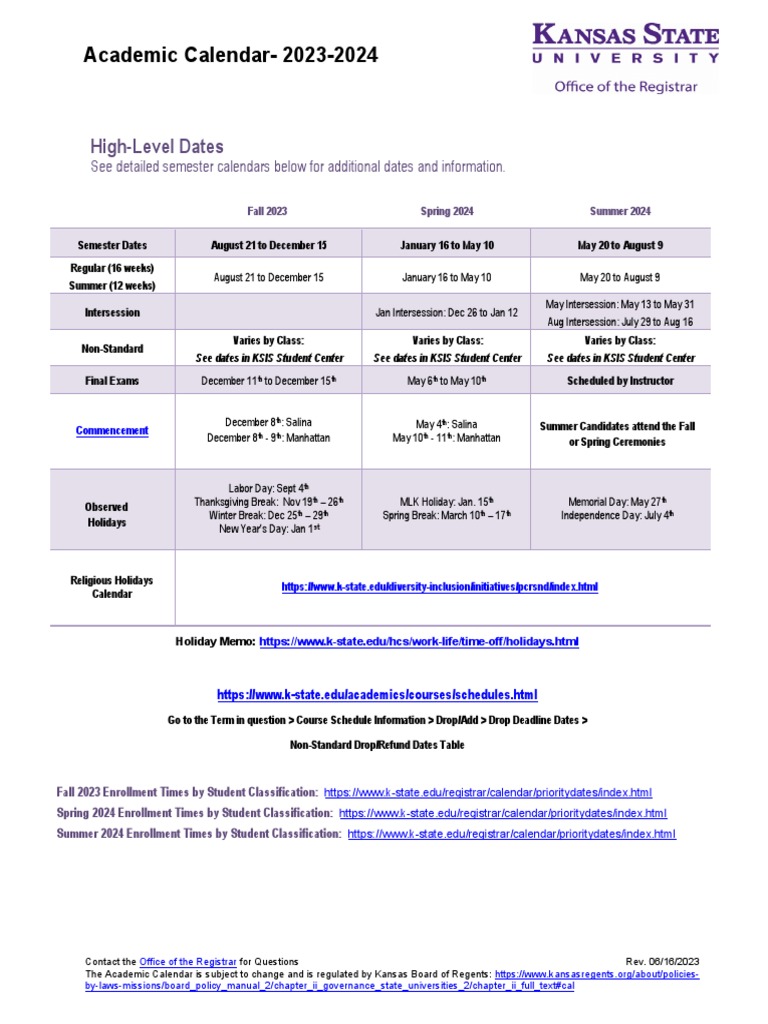 2023-2024 Academic-Calendar-for-Web | PDF | Academic Term | Academia