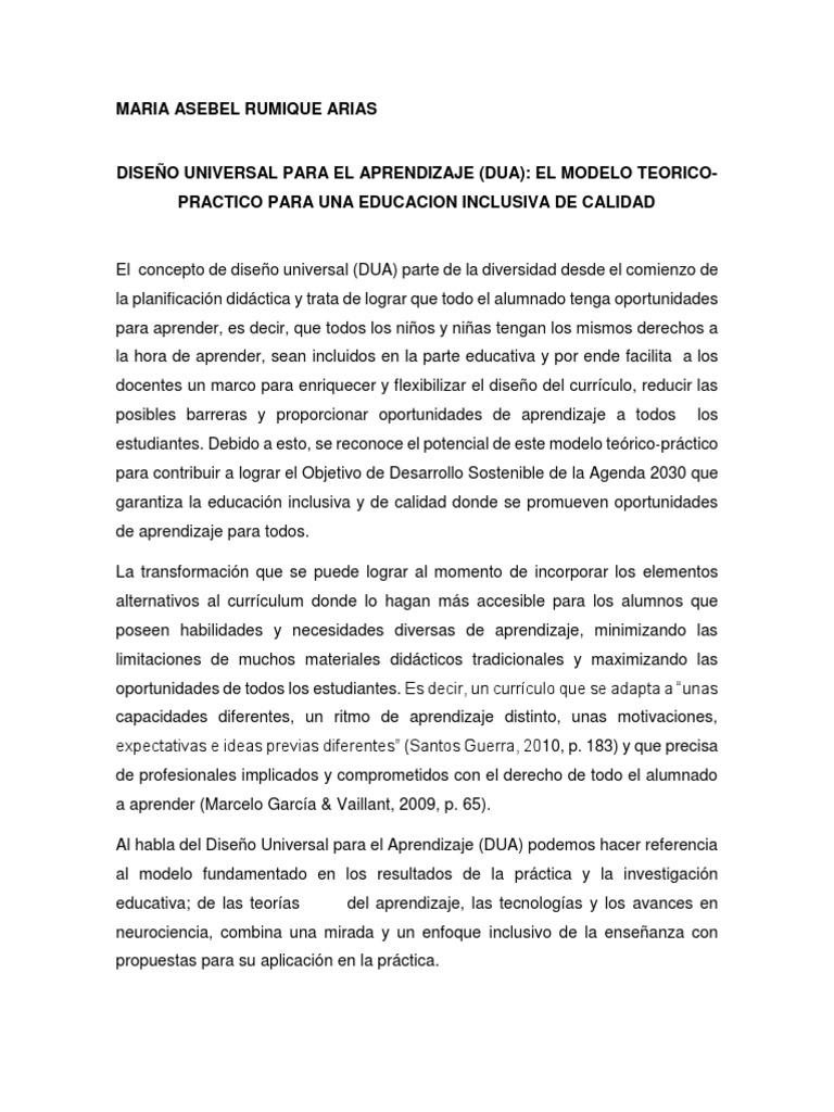 DUA: Educación Inclusiva y Prácticas Efectivas | PDF | Plan de estudios ...