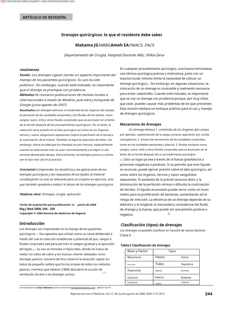 Surgical Drains What A Residents Need To Know En.es PDF Cirugía