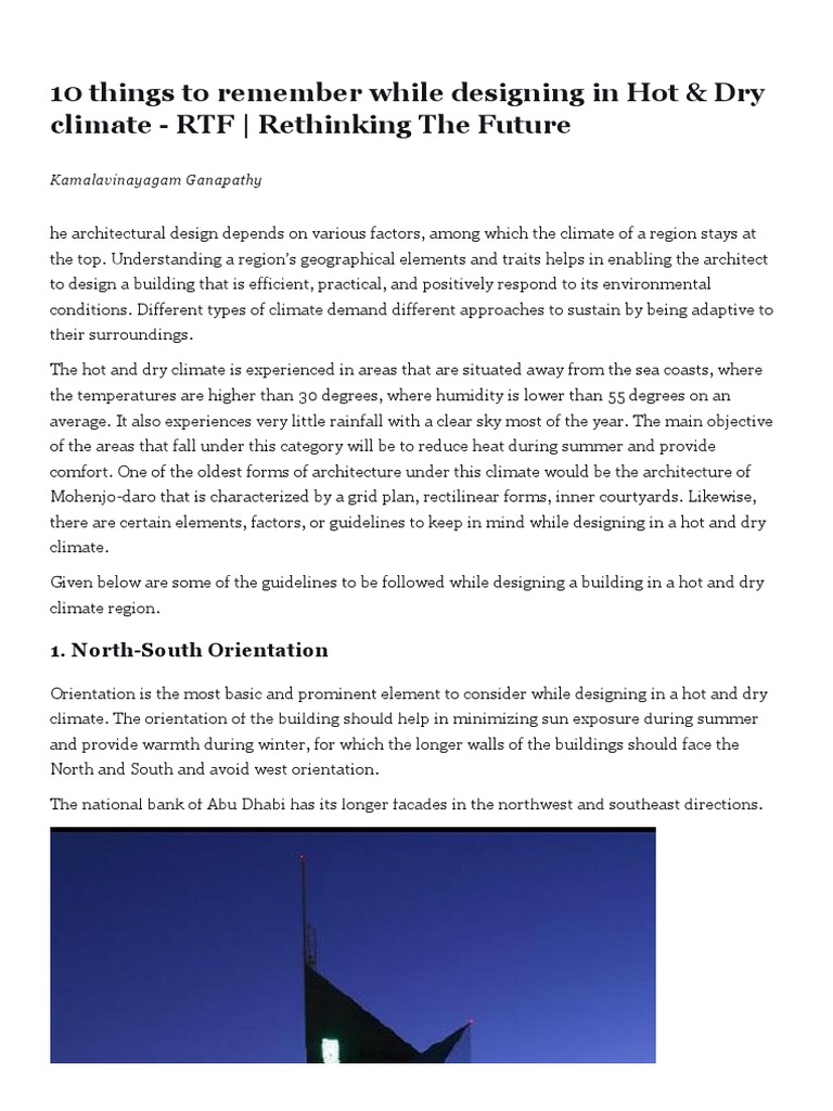 Designing in Hot & Dry Climate | PDF | Building Insulation | Window
