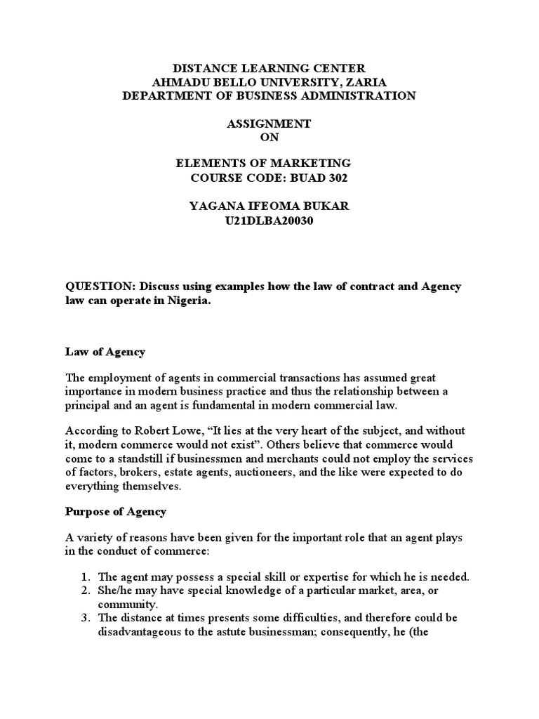 Distance Learning Center | PDF | Law Of Agency | Franchising