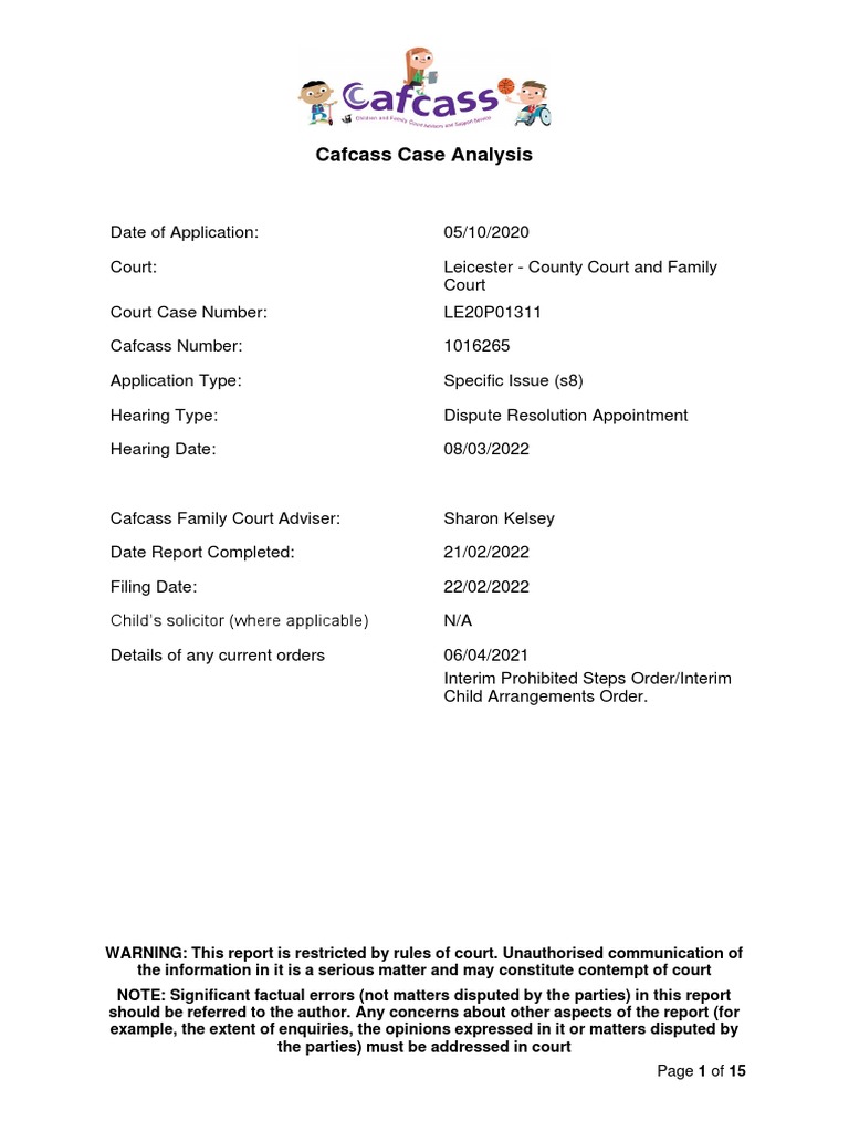 Cafcass Report on Muhammad Shahzad | PDF
