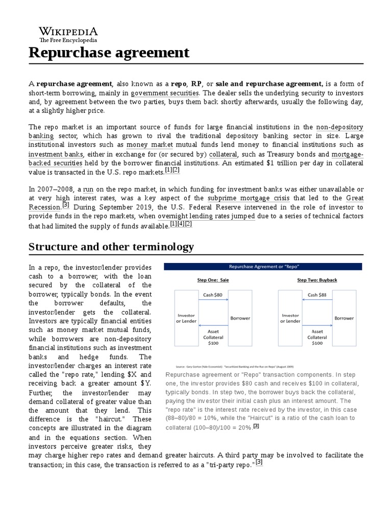 Repurchase Agreement | PDF | Repurchase Agreement | Private Law