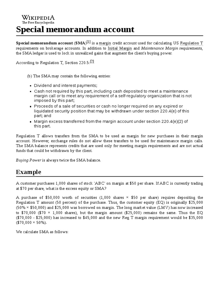 Special Memorandum Account PDF Margin (Finance) Economies