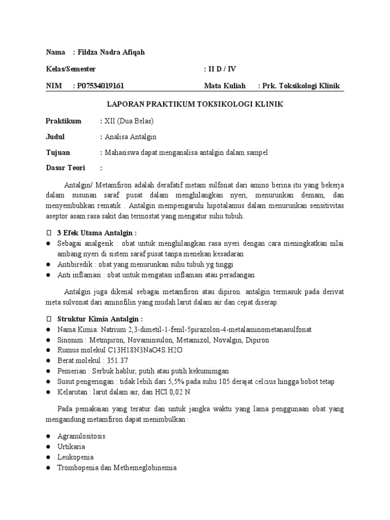 Analisis Antalgin dalam Jamu Pegal Linu | PDF