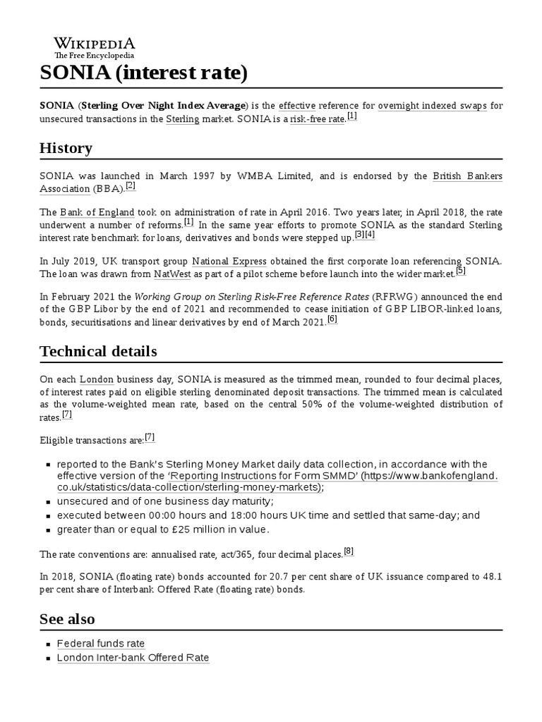 WHAT IS STERLING OVERNIGHT INTERBANK AVERAGE SONIA RATE intelligence overview