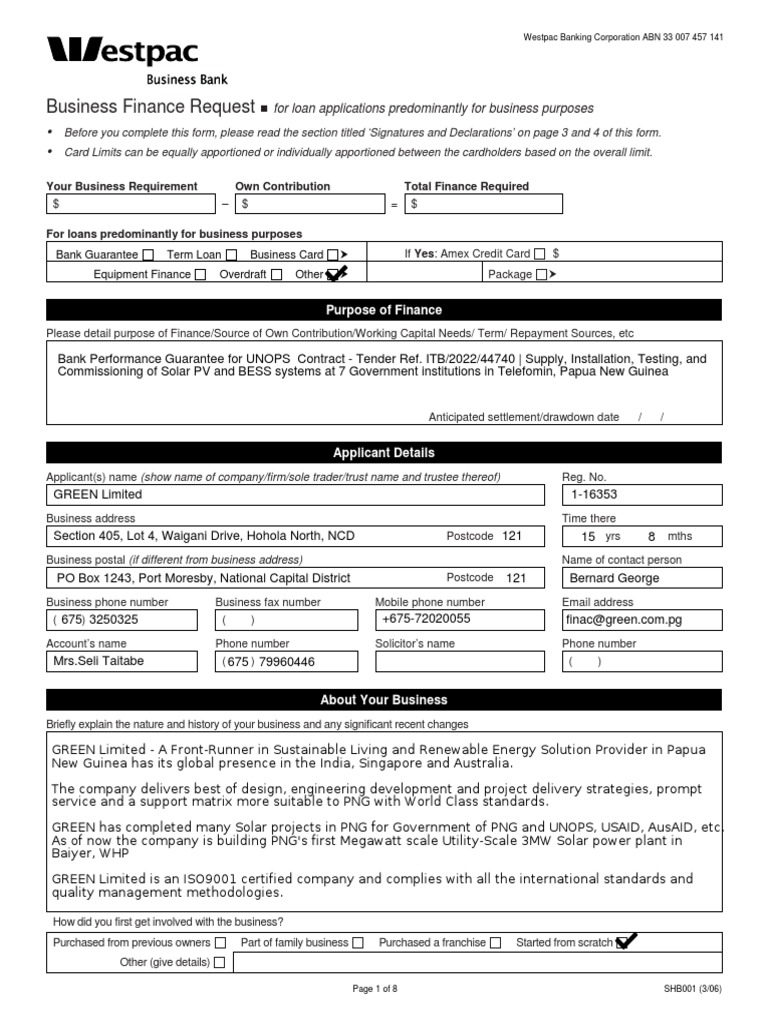 Business Finance Request Form | PDF | Credit Card | Banks