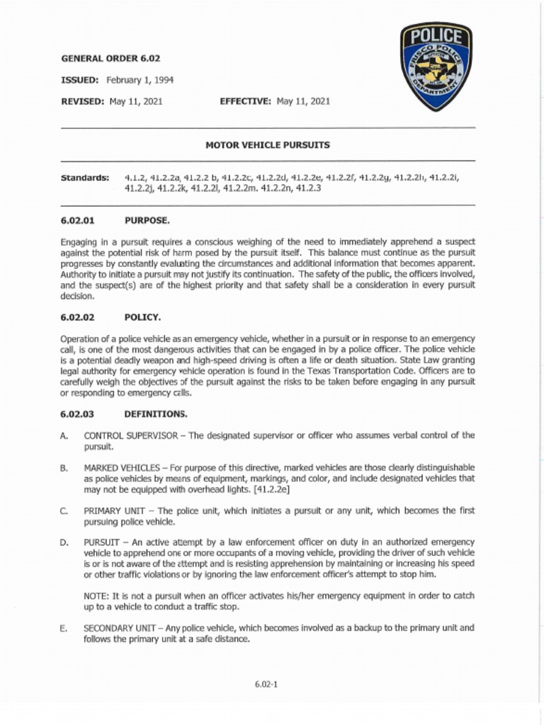 Frisco PD Pursuit Policy | PDF