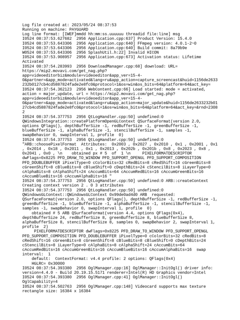 Movavi Video Editor Log Analysis | PDF | Software | Computer Architecture