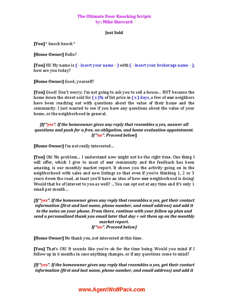 The ultimate door knocking scripts pdf