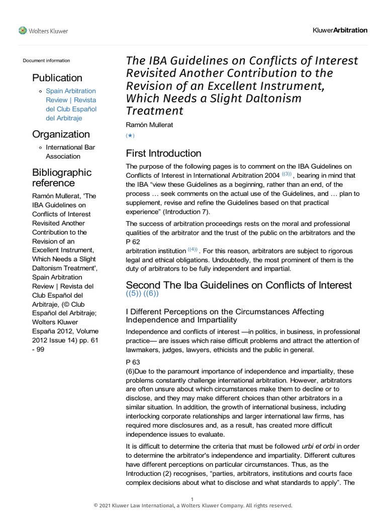 IBA GUIDELINES ON CONFLICTS OF INTEREST IN INTERNATIONAL ARBITRATION visual data 2