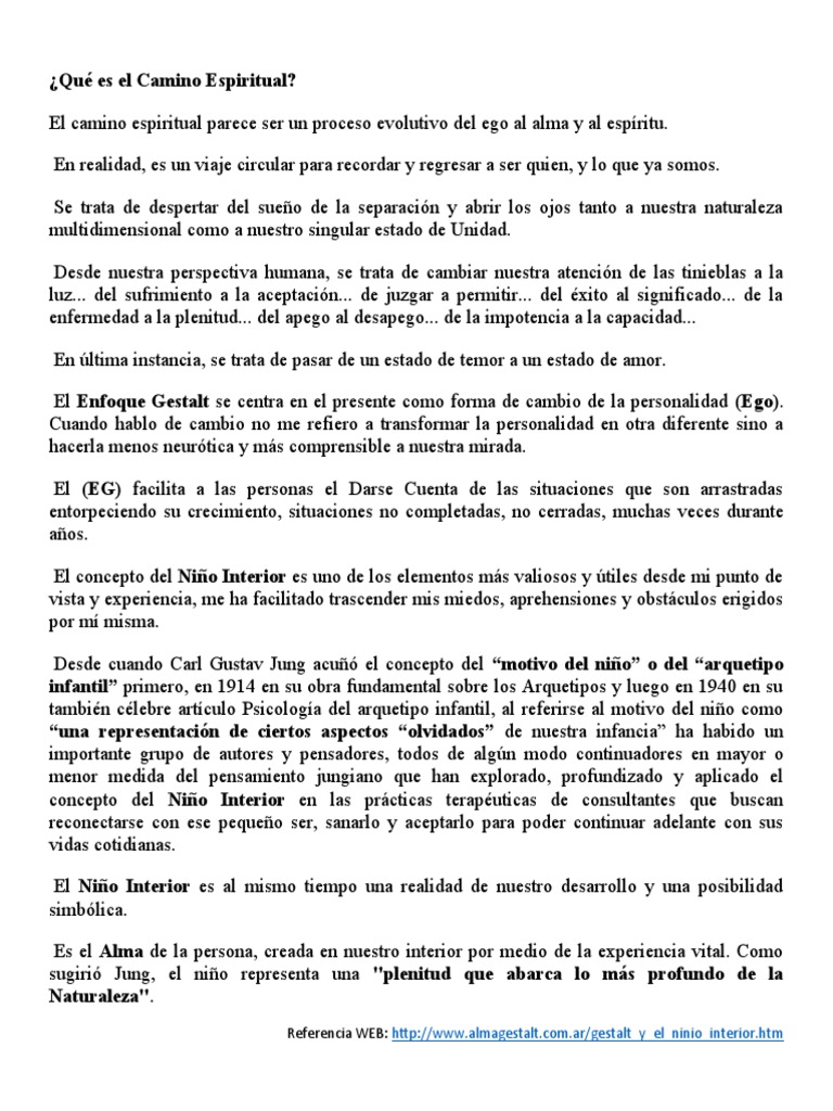 El Camino Espiritual y el Niño Interior | PDF | Carl Jung | Experiencia