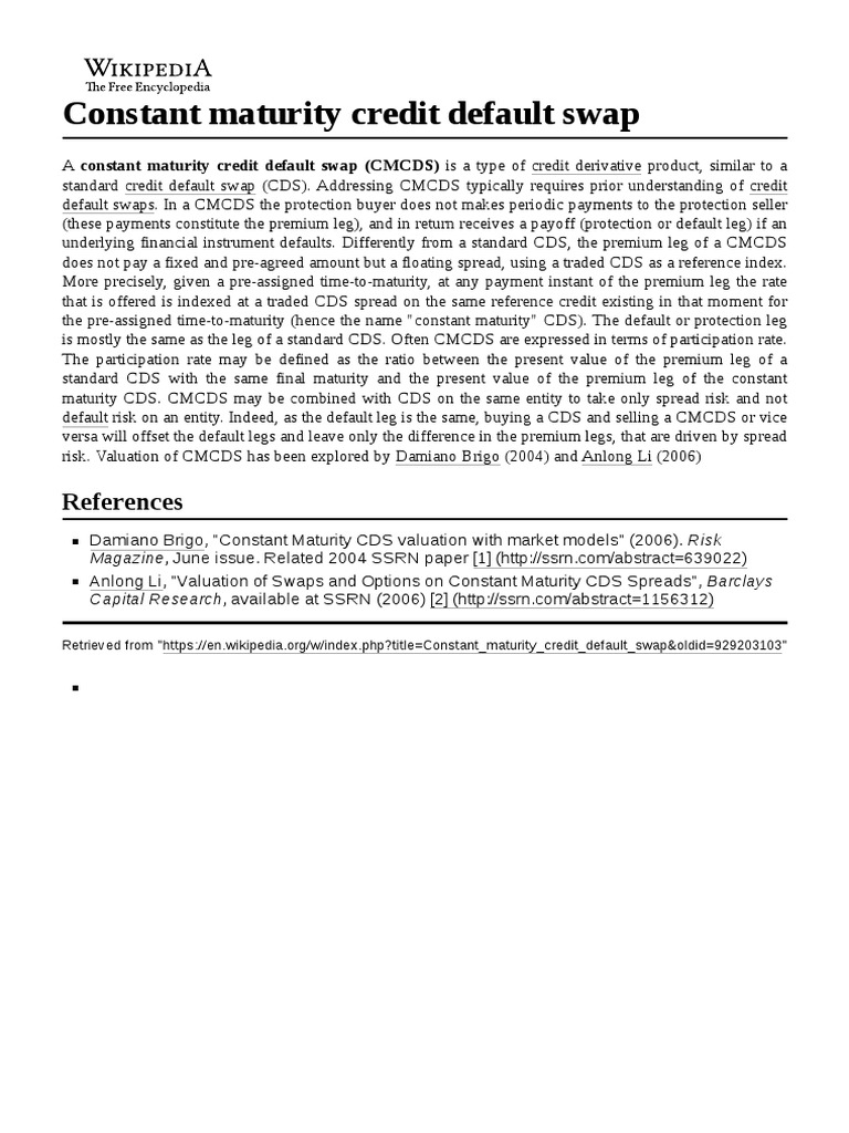 Constant Maturity Credit Default Swap PDF