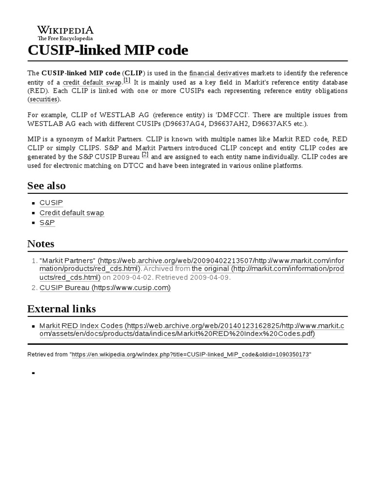 Cusip linked mip code pdf