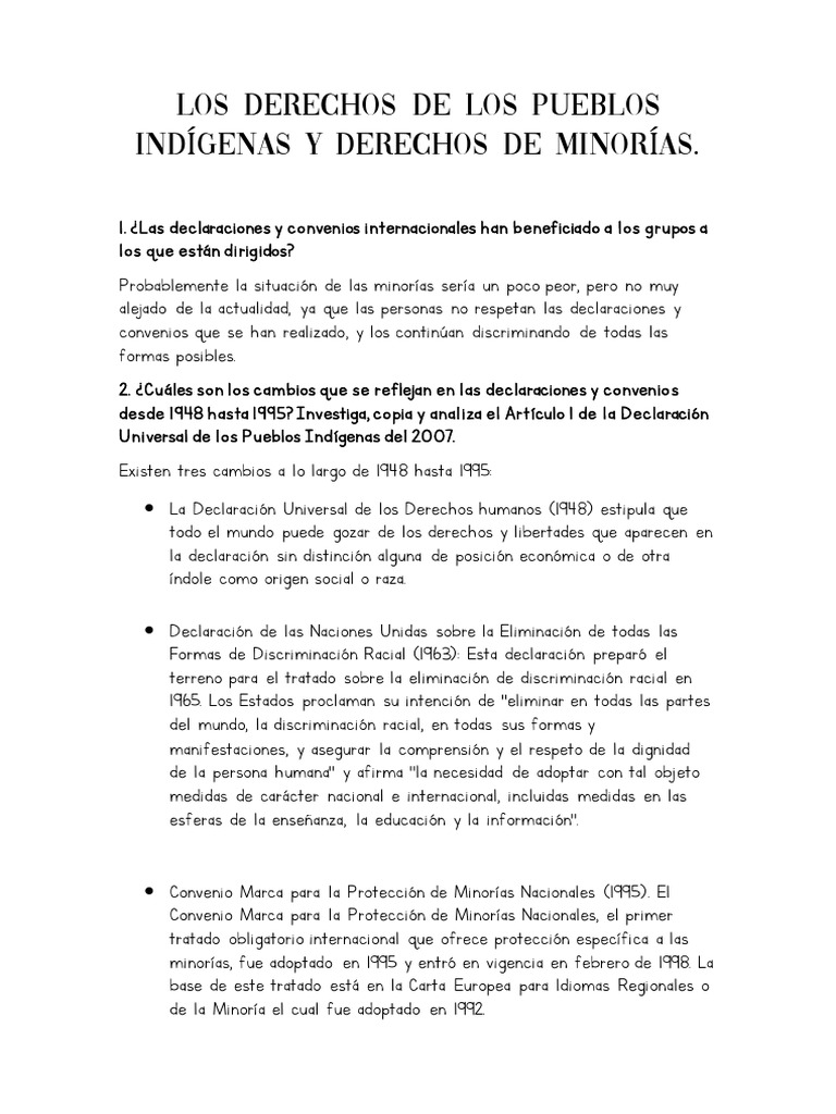 Los Derechos de Los Pueblos Indigenas y Derechos de Minorias | PDF ...
