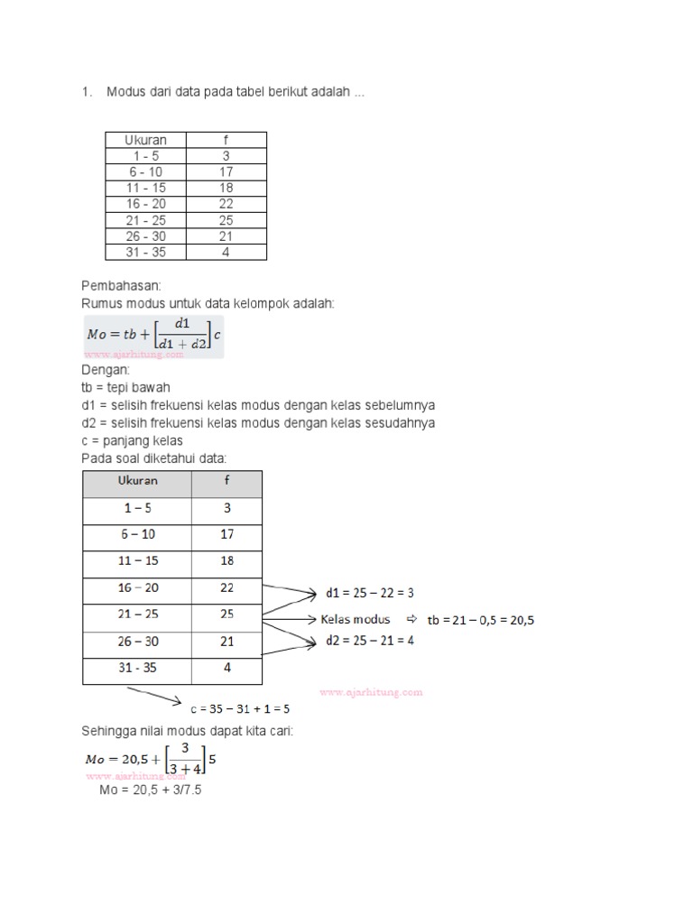 Rumus Modus dan Simpangan Baku | PDF