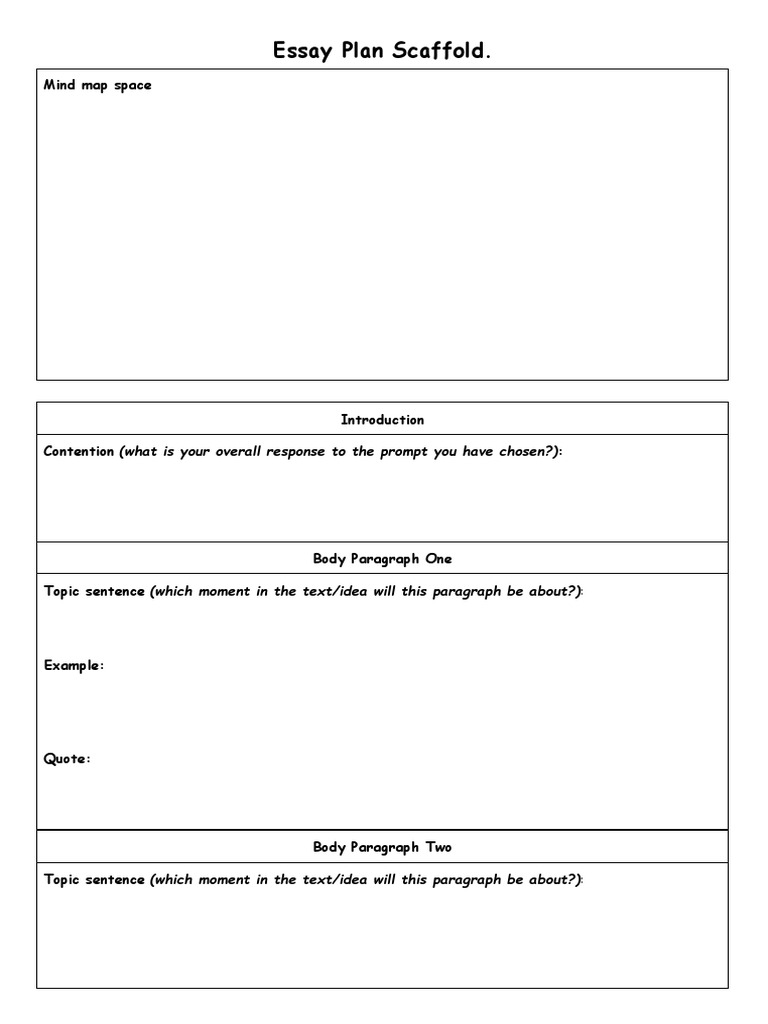 Essay Plan Scaffold PDF