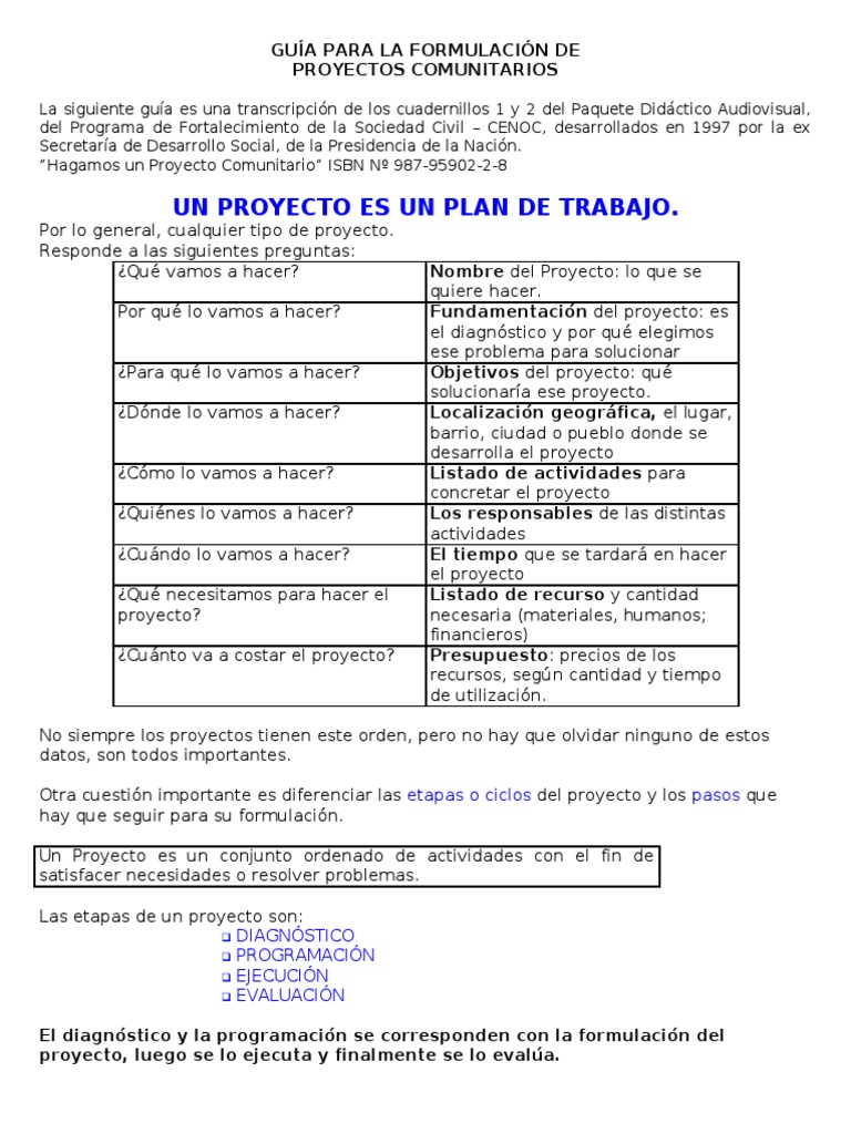 Guía para Proyectos Comunitarios | PDF | Presupuesto | Evaluación