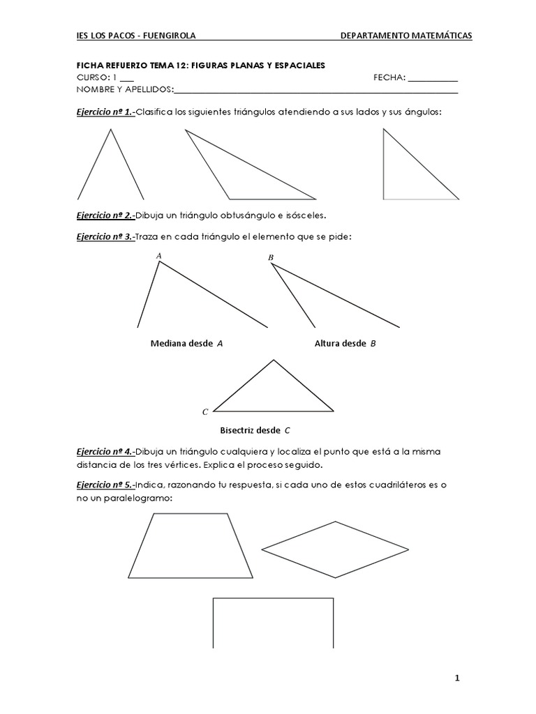 Ies Los Pacos Fuengirola Departamento Matem ticas PDF Tri ngulo 