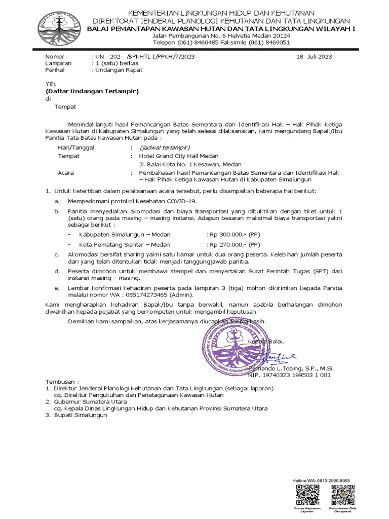 7 Undangan Rapat PBS Simalungun | PDF