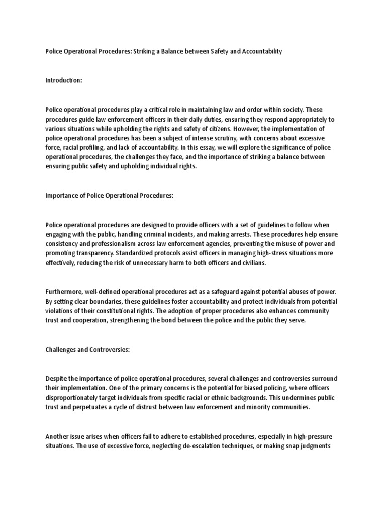 Essay On Police Operational Procedure PDF Police Police Brutality