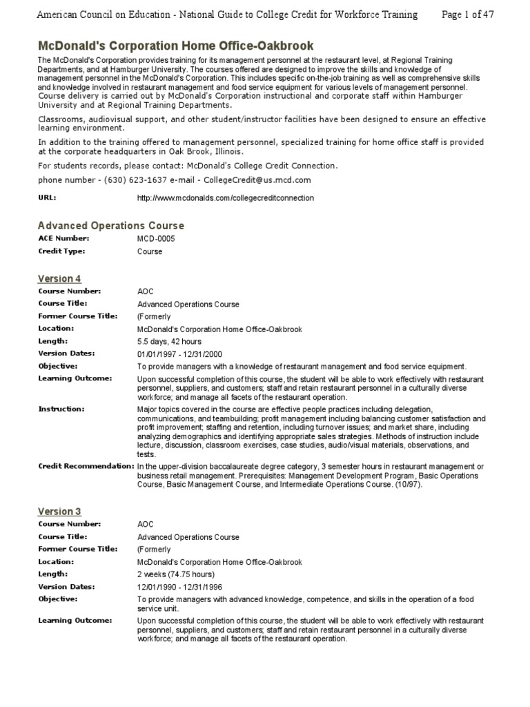 McDonald's Advanced Operations Training | PDF | Learning | Leadership