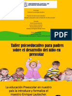 Tallere Psico-Educativo para Padres Sobre El Desarrollo de Niño Prescolar