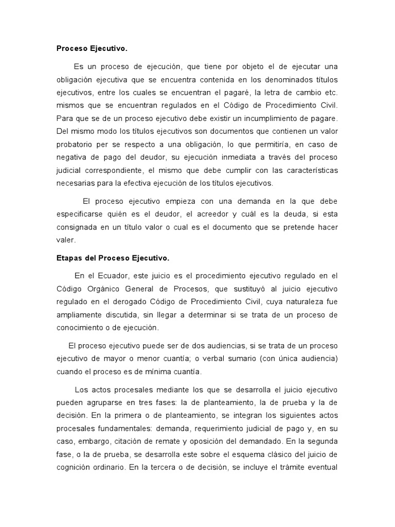Proceso Ejecutivo | PDF | Sentencia (ley) | Pagos