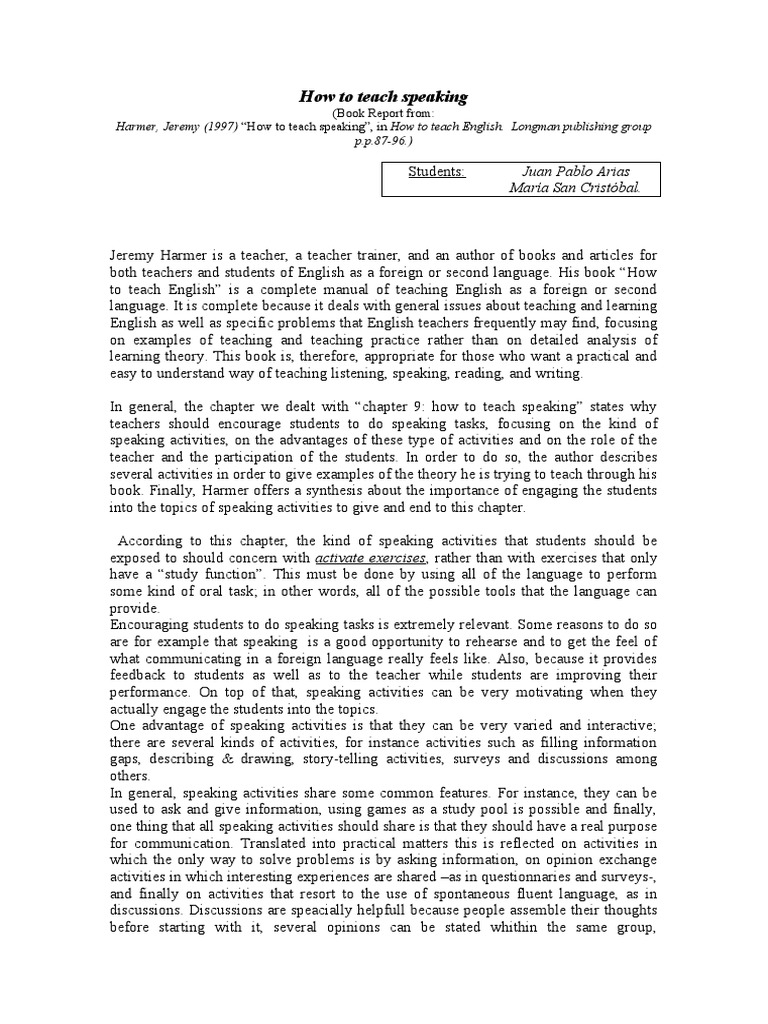 How To Teach Speaking Download Free Pdf Teachers Storytelling