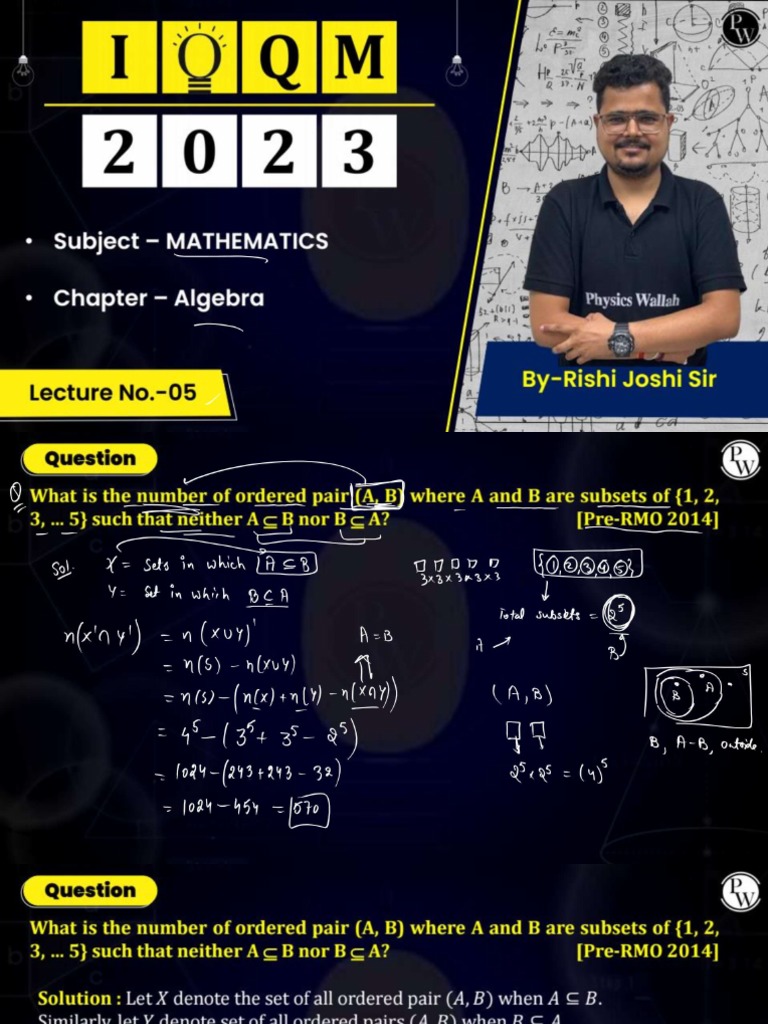 Algebra 05 - Class Notes - (IOQM 2023) | PDF