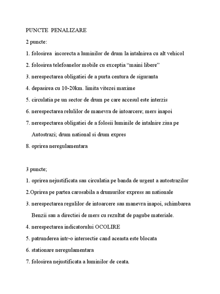 Puncte Penalizare | PDF