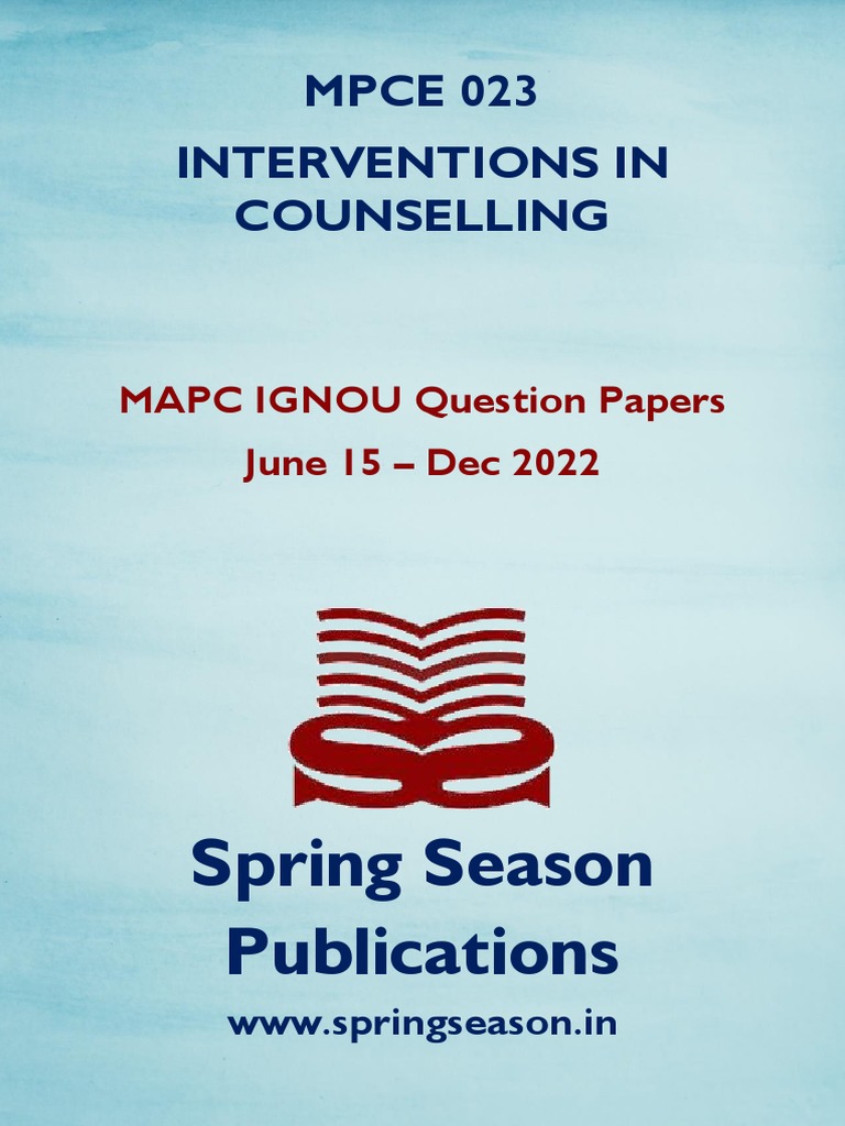 MPCE-023: Counselling Exam Papers | PDF | Psychotherapy | Cognitive ...