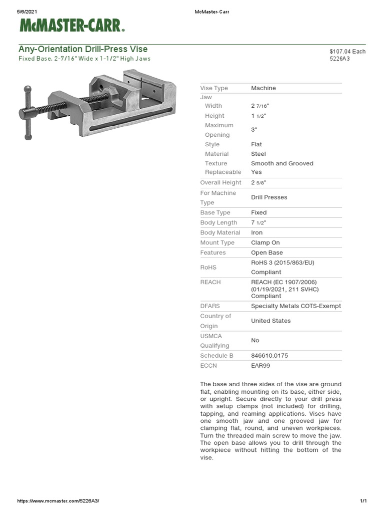 5226A3 (Machine Vise) McMaster-Carr | PDF