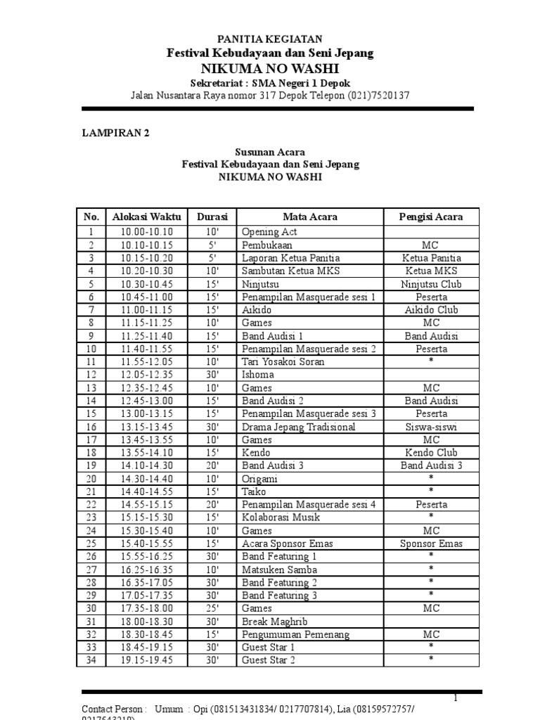 Susunan Acara Perpisahan Sekolah