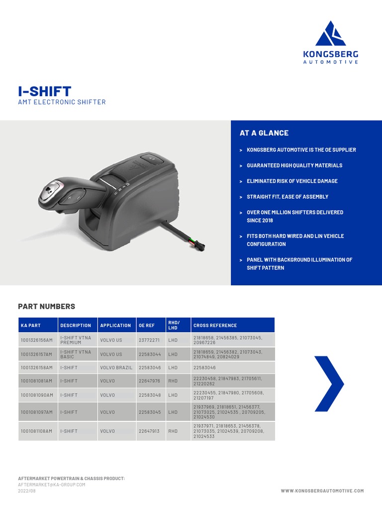 Volvo I-Shift Shifter Part Numbers | PDF