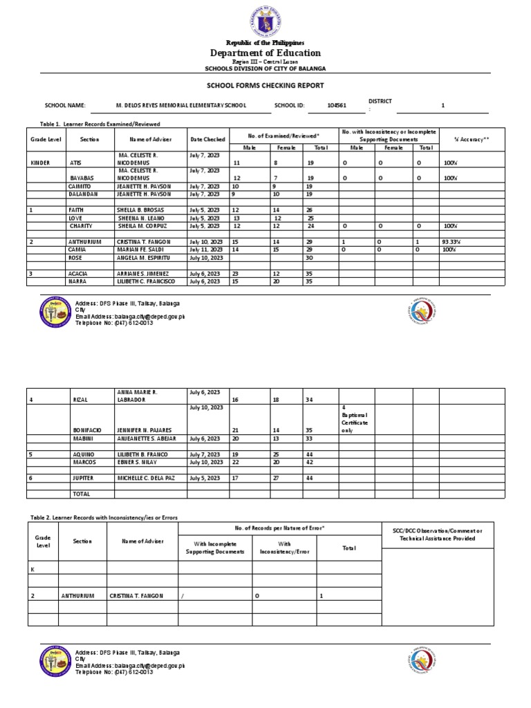 School Forms Checking Report NEW PDF Computer Engineering Computing