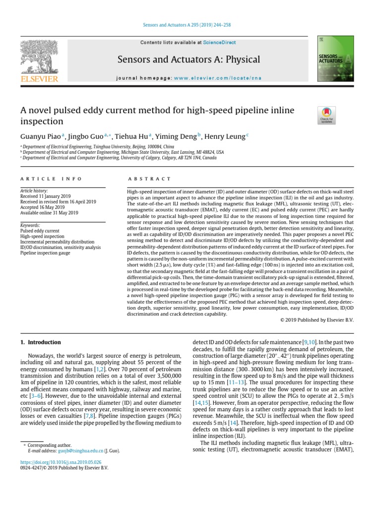 A Novel Pulsed Eddy Current Method For High-Speed Pipeline Inline ...