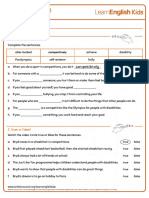 Video Zone Brydis Story Worksheet