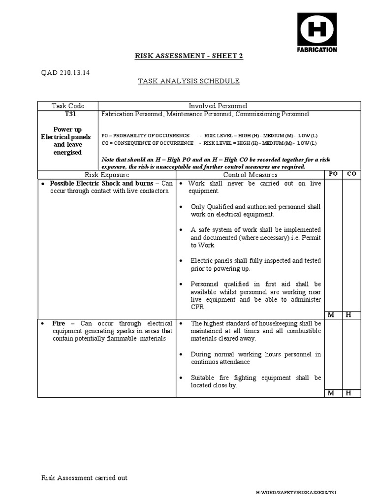 Electrical Risk Assessment Procedures | PDF | Risk | Hazards