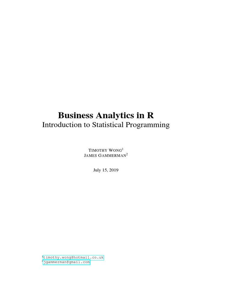 Business Analytics in R | PDF