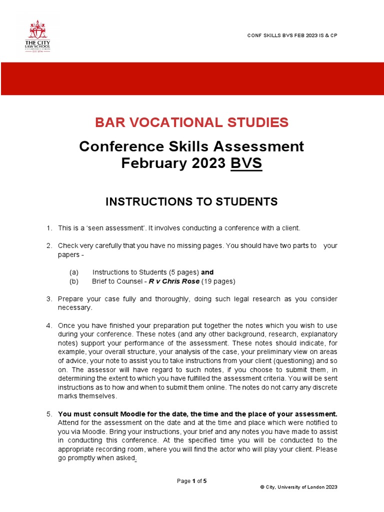 BVS Conference Skills Assessment Guide | PDF | Barrister | Plagiarism