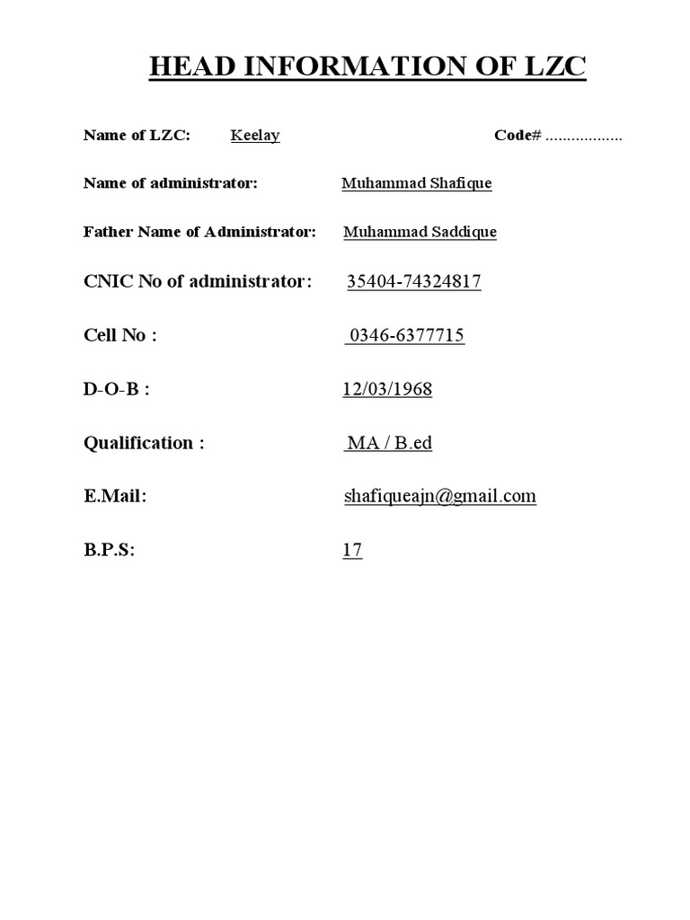 Keelay LZC Administrator Profile | PDF