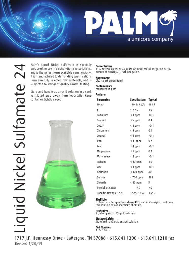 Nickel Sulfamate 24 PDF Nickel Chemical Elements