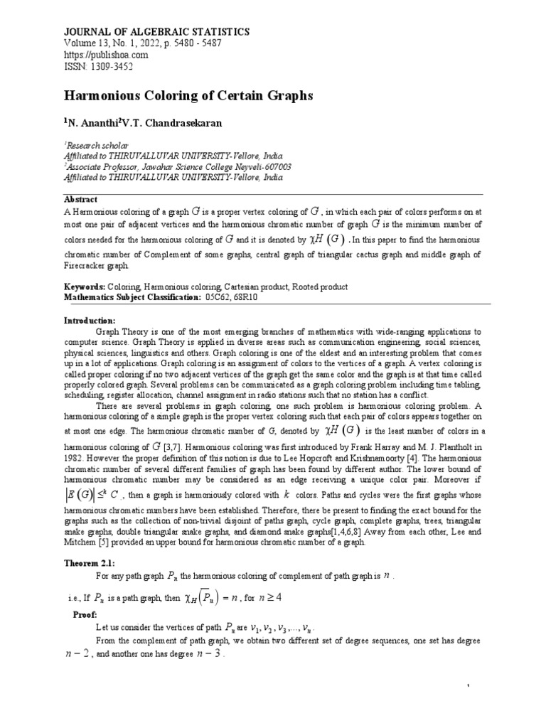 Final Harmonious Coloring Of Certain Graphs Pdf Vertex Graph
