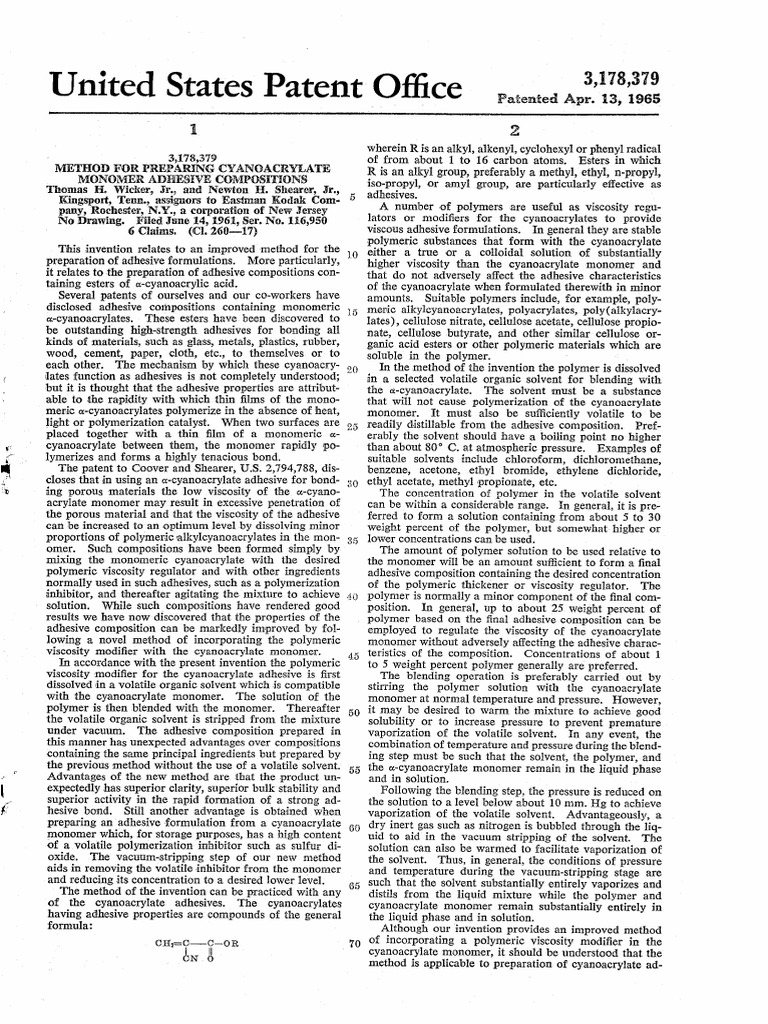 Method For Preparing Cyanoacrylate Adhesive Compositions Download