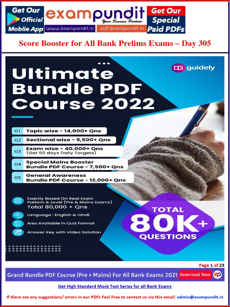 Score Booster For All Bank Prelims Exams Day 305 | PDF