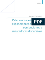 Tema4 Palabras Invariables Del Español Preposiciones, Conjunciones y Marcadores Discursivos