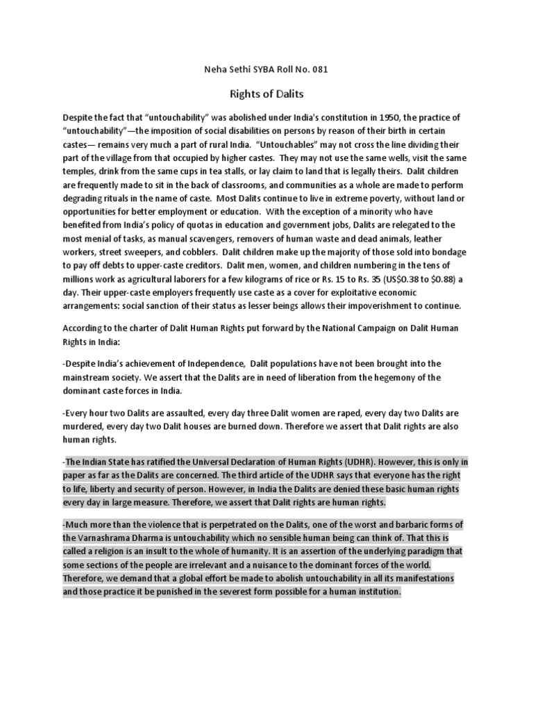 Rights of Dalits | PDF | Dalit | Human Rights