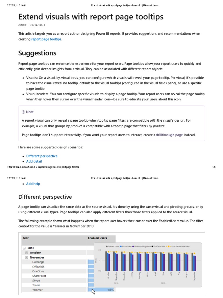 Extend Visuals With Report Page Tooltips Power BI Microsoft Learn