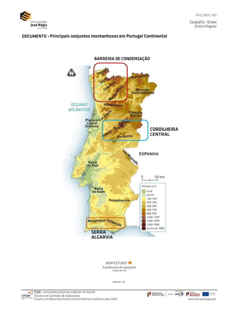 Documento - Conjuntos Montanhosos de Portugal Cont - GeoA - 10ano | PDF